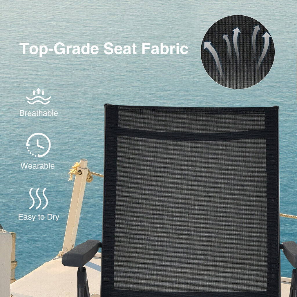 2 Pieces Foldable Chaise Lounge Chair with 2-Position Footrest