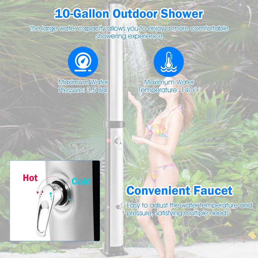 7.2 Feet Solar-Heated Outdoor Shower with Free-Rotating Shower Head