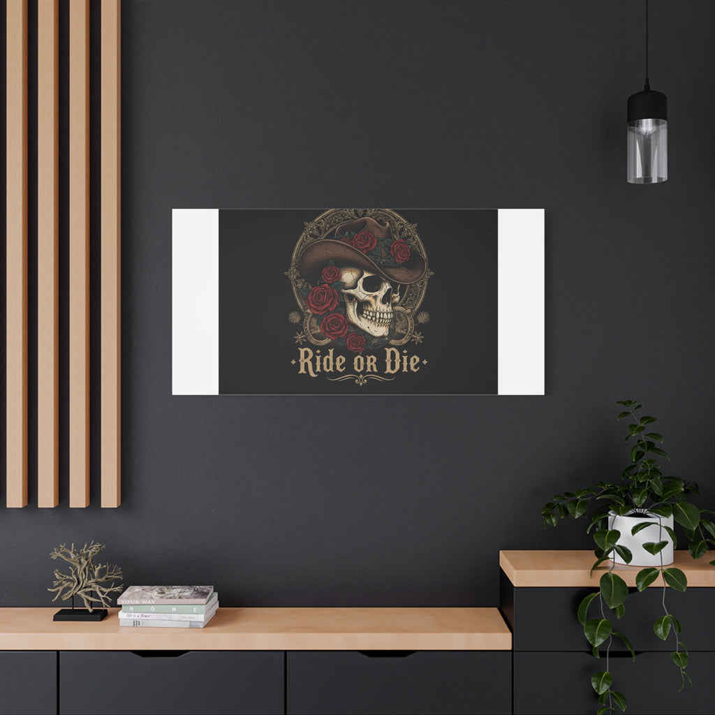 Ride or Die Skull Canvas | Western Skull Art, Gothic Americana