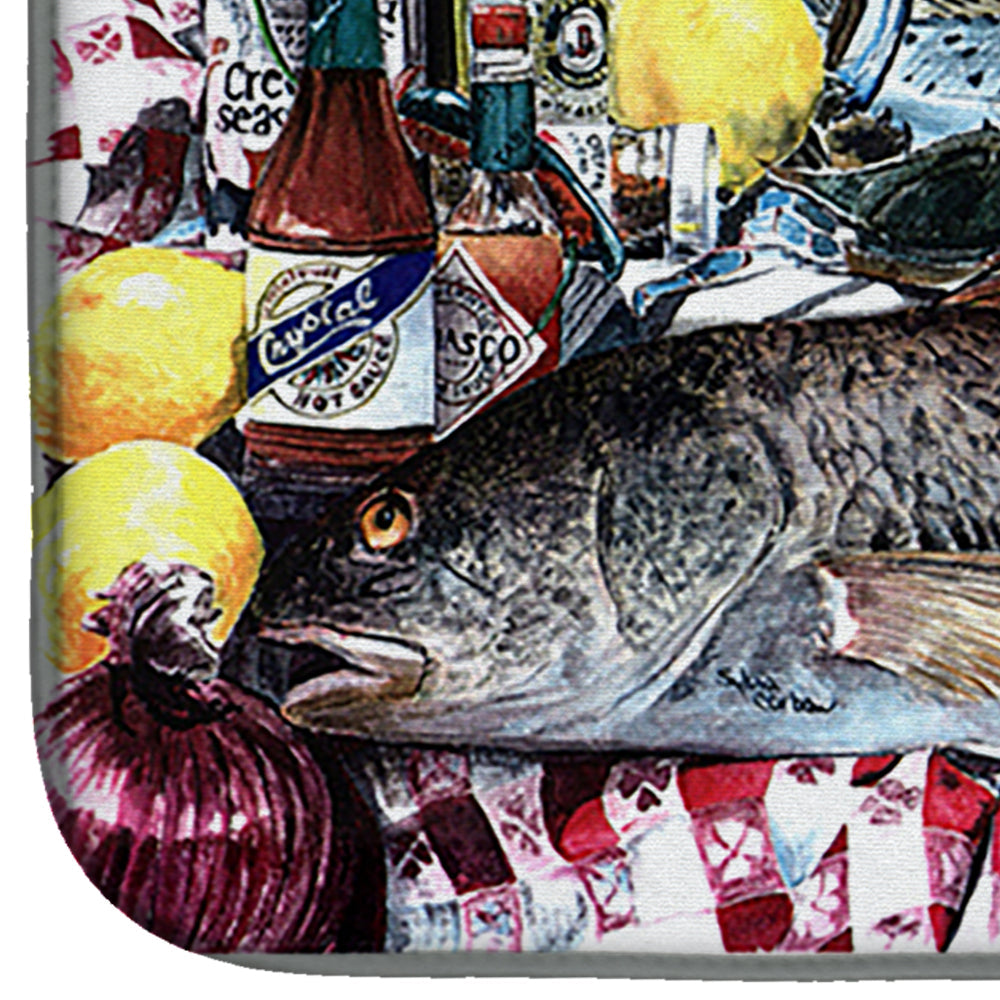 Fish and Beers from New Orleans Dish Drying Mat Absorbent Dish Drying Mat Pad for Kitchen Counter Dish Drainer Mat for Countertop, 14 x 21", Multicolor