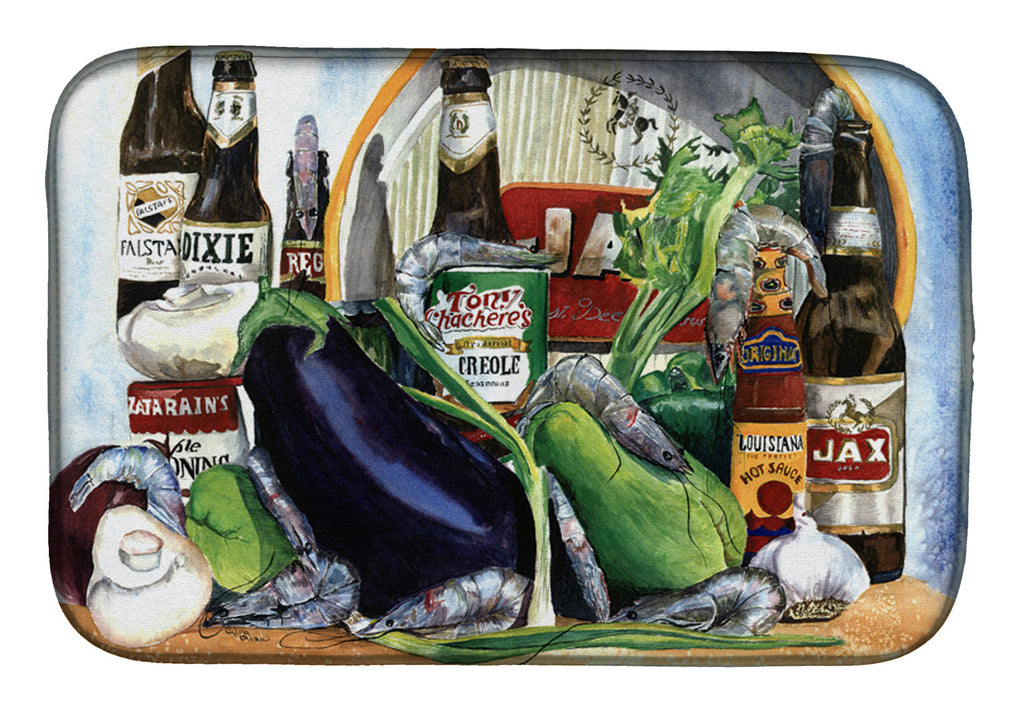 Eggplant and New Orleans Beers  Dish Drying Mat Absorbent Dish Drying Mat Pad for Kitchen Counter Dish Drainer Mat for Countertop, 14 x 21", Multicolor