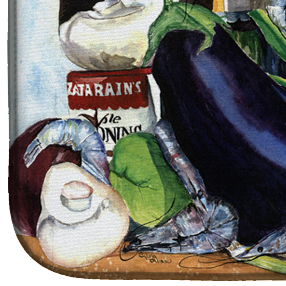 Eggplant and New Orleans Beers  Dish Drying Mat Absorbent Dish Drying Mat Pad for Kitchen Counter Dish Drainer Mat for Countertop, 14 x 21", Multicolor