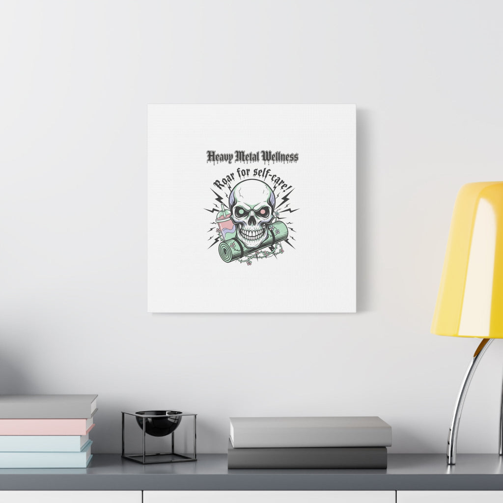 Roar for Self-Care Skull Canvas | heavy metal wellness, gothic wellness quote