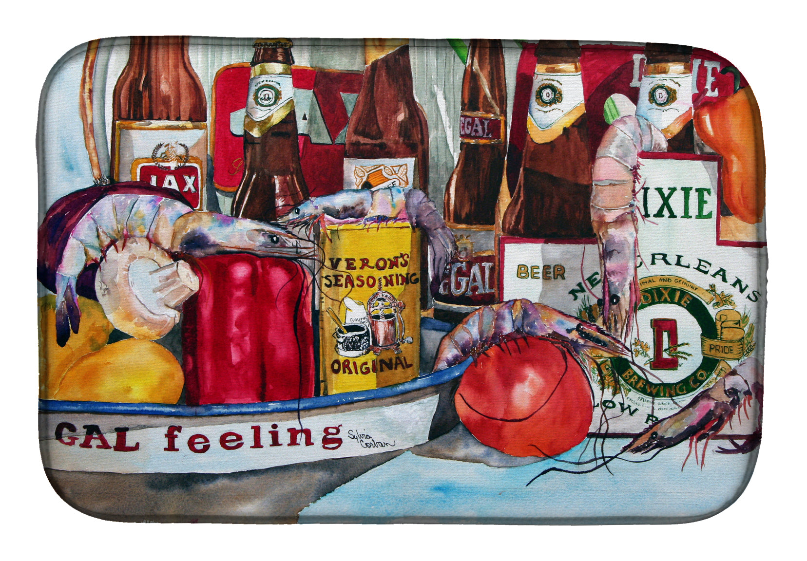 Veron's and New Orleans Beers Dish Drying Mat Absorbent Dish Drying Mat Pad for Kitchen Counter Dish Drainer Mat for Countertop, 14 x 21", Multicolor