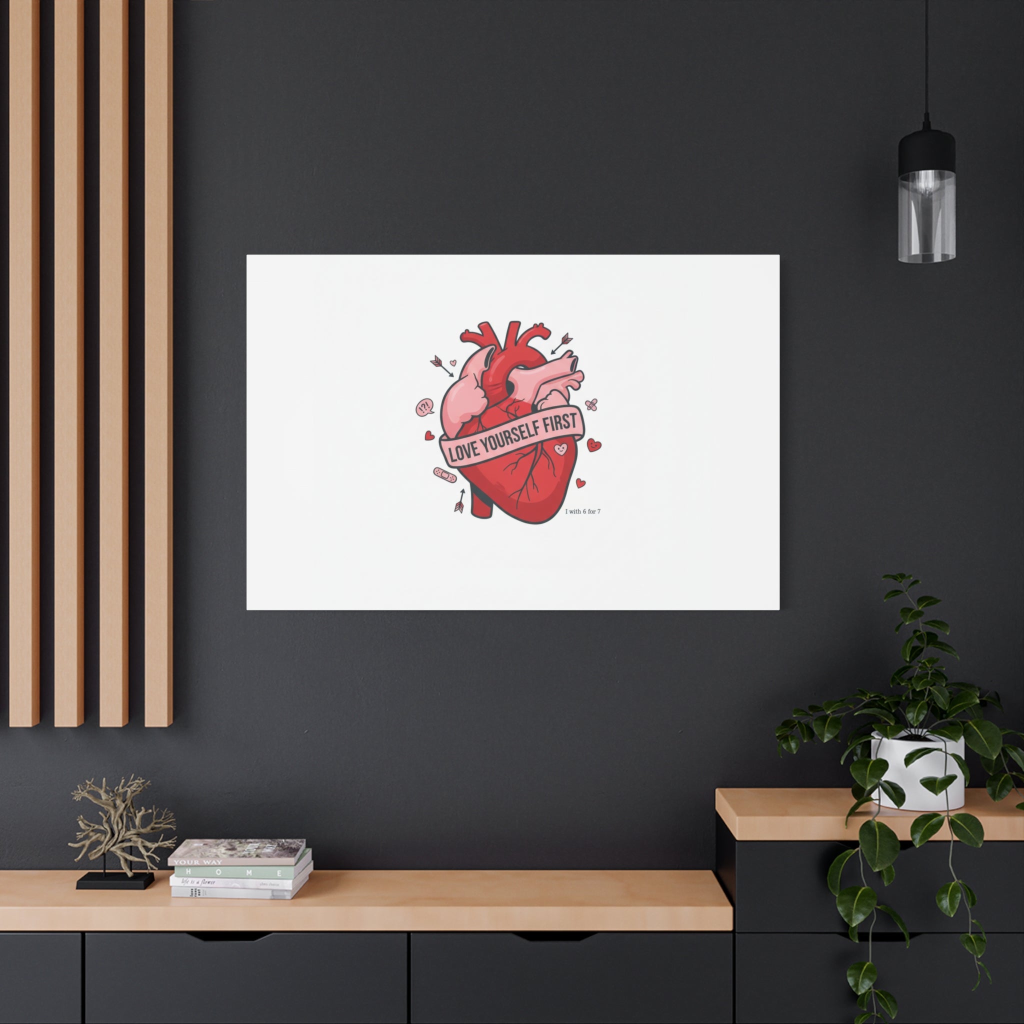 Love Yourself First Canvas, Hearts-with-a-Twist, Anti-Valentine Art