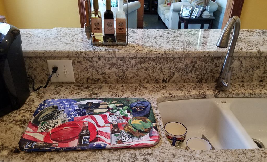 Barq's and Armed Forces Dish Drying Mat Absorbent Dish Drying Mat Pad for Kitchen Counter Dish Drainer Mat for Countertop, 14 x 21", Multicolor