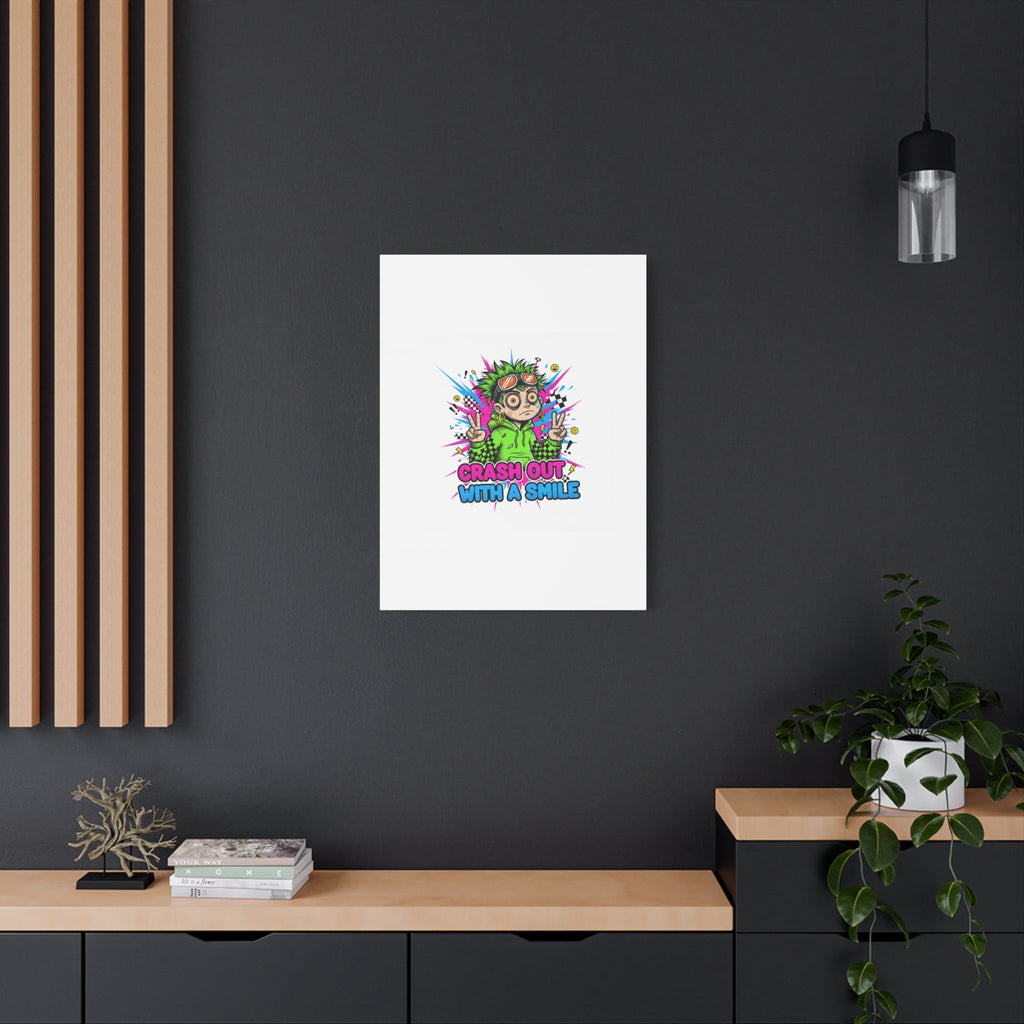Crash Out With a Smile Canvas Print | Neon Skate Graffiti, Meme Meltdown Art