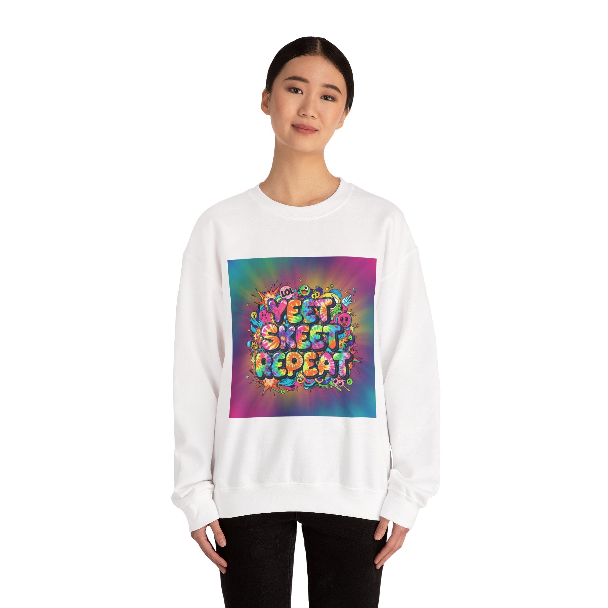 Yeet Sleep Repeat Sweatshirt | meme phrase, glitch graphic