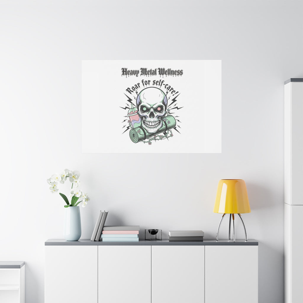 Roar for Self-Care Skull Canvas | heavy metal wellness, gothic wellness quote