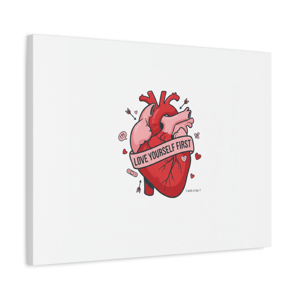 Love Yourself First Canvas, Hearts-with-a-Twist, Anti-Valentine Art
