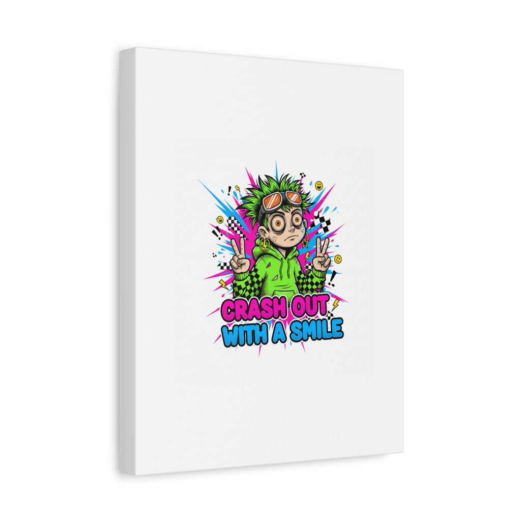 Crash Out With a Smile Canvas Print | Neon Skate Graffiti, Meme Meltdown Art