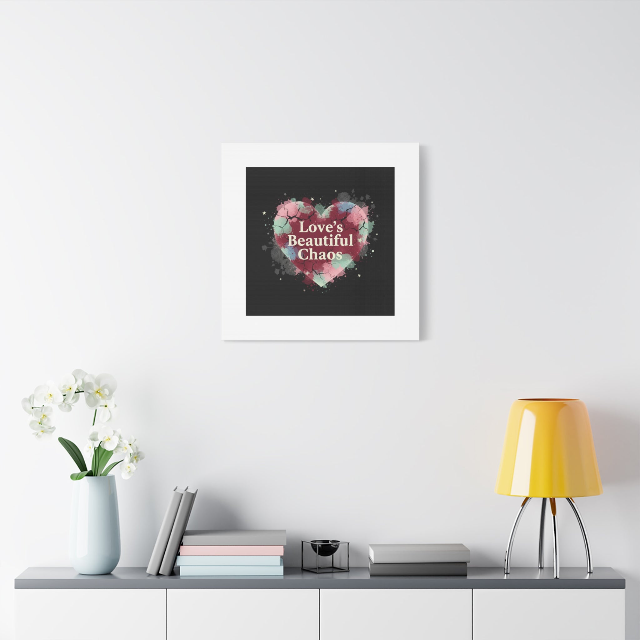 Love's Beautiful Chaos Canvas Print | Soft Grunge Hearts, Distressed Heart Art