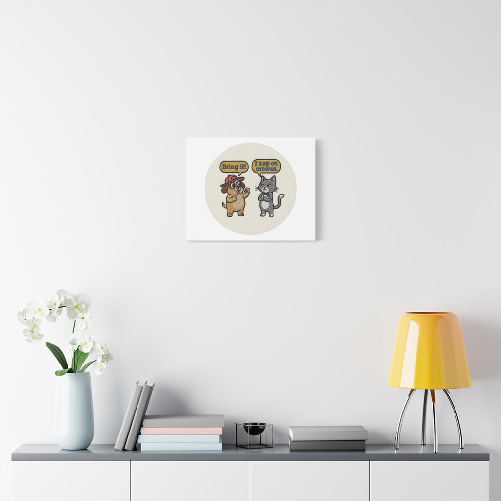 Funny Cat vs Dog Canvas | Pet Rivalry Wall Art