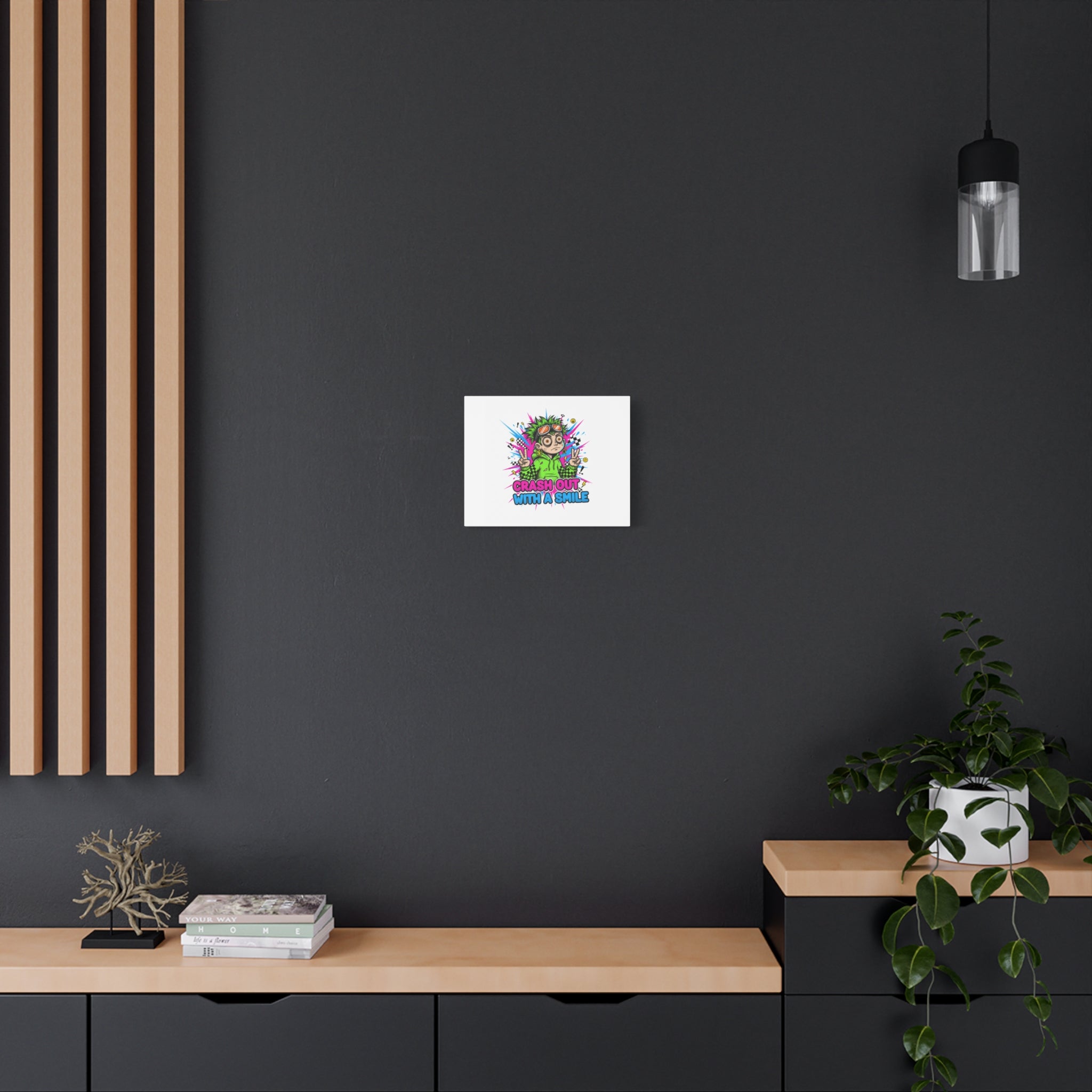 Crash Out With a Smile Canvas Print | Neon Skate Graffiti, Meme Meltdown Art
