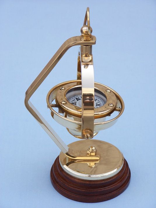 Solid Brass Hanging Compass 8""