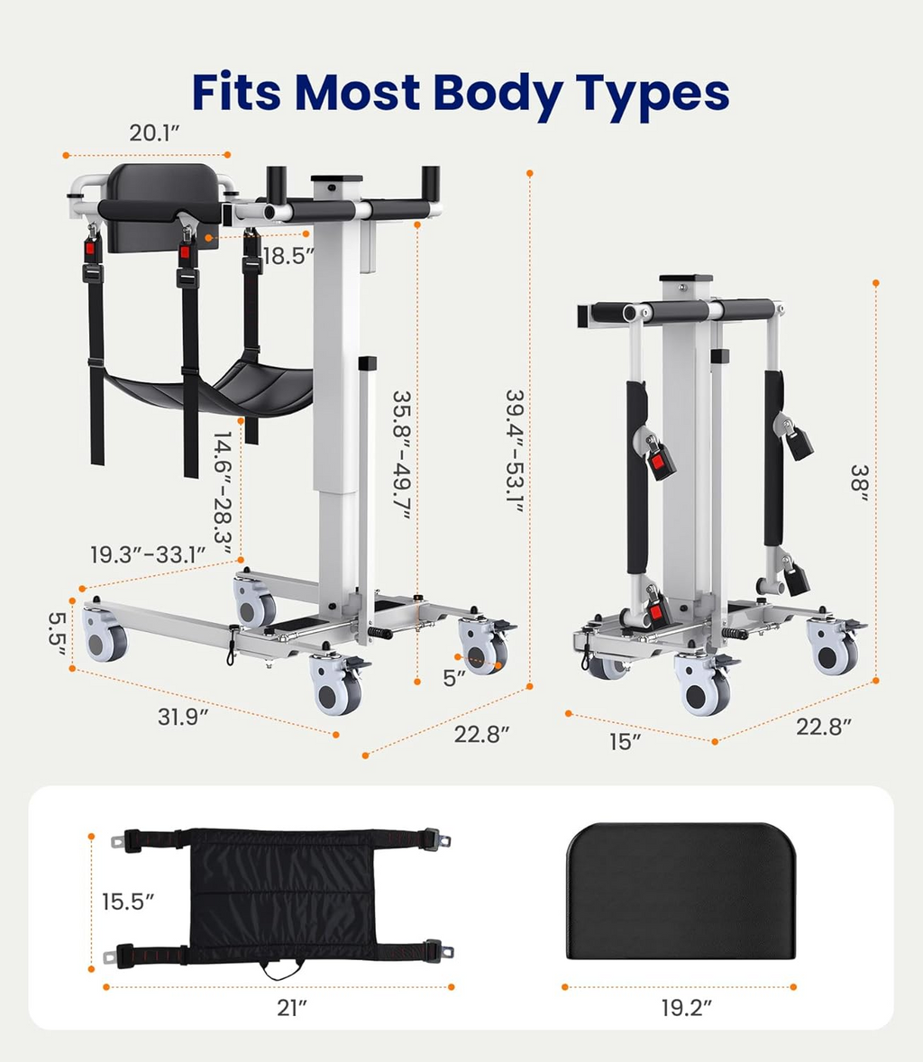 Electric Transfer Lift for Car, Portable Folding Patient Lift Transfer Chair, Electric Assist Lift Aid for Seniors, Adults, AY06