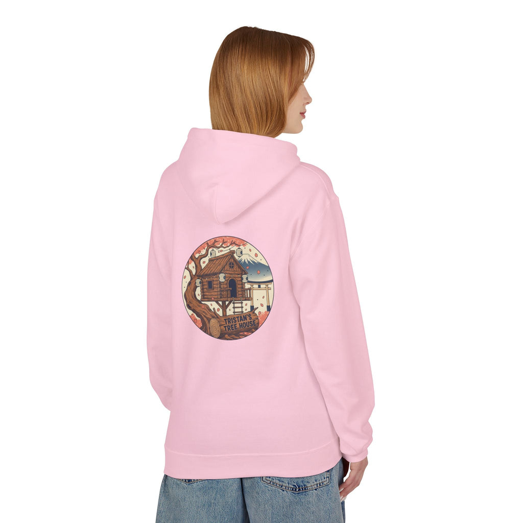 Hoodie — “Love is a Universal Language” Cozy Retro Cabin Graphic Hoodie