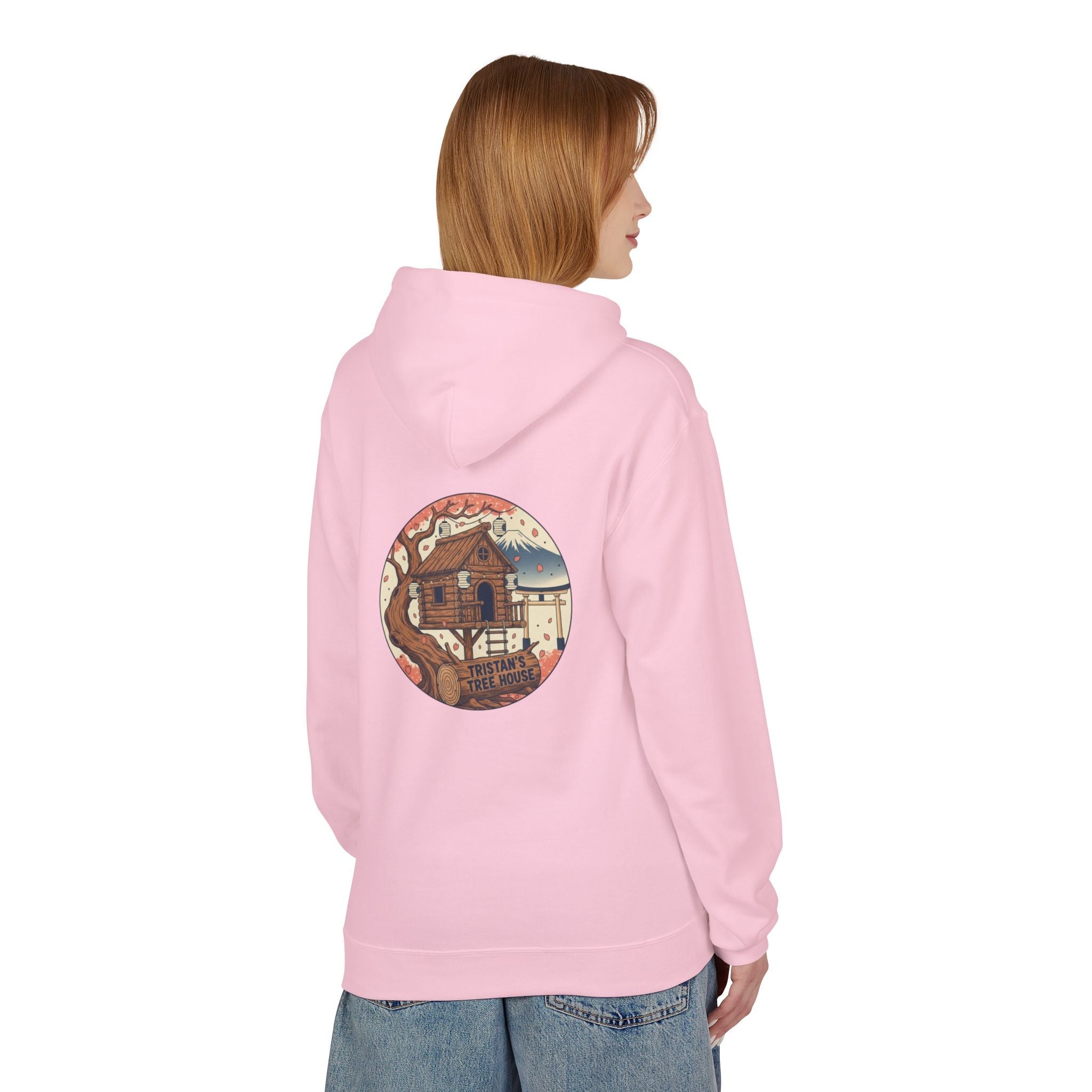 Hoodie — “Love is a Universal Language” Cozy Retro Cabin Graphic Hoodie