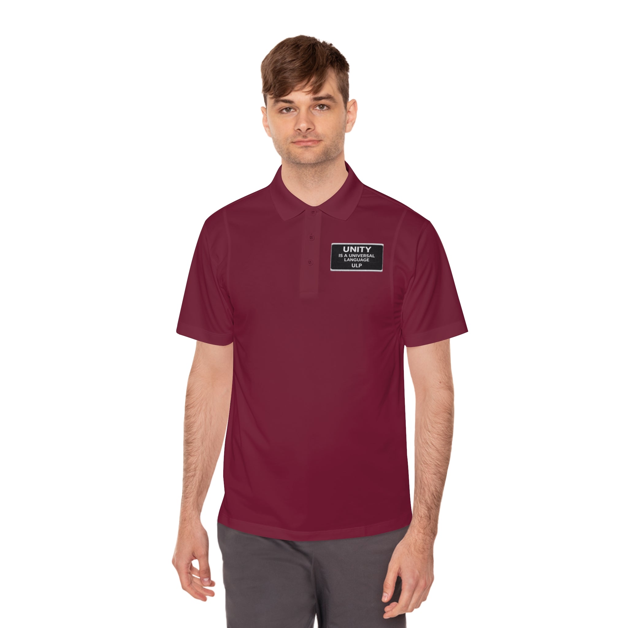 Unity & Strength Men’s Sport Polo — Small “UNITY” Patch Chest Logo