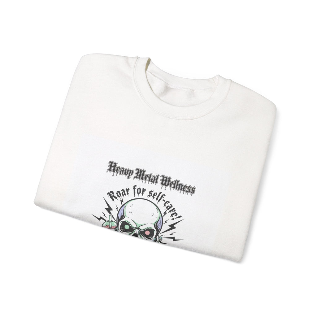 Heavy Metal Wellness Skull Crewneck Sweatshirt | metal font shirt, gothic wellness quote