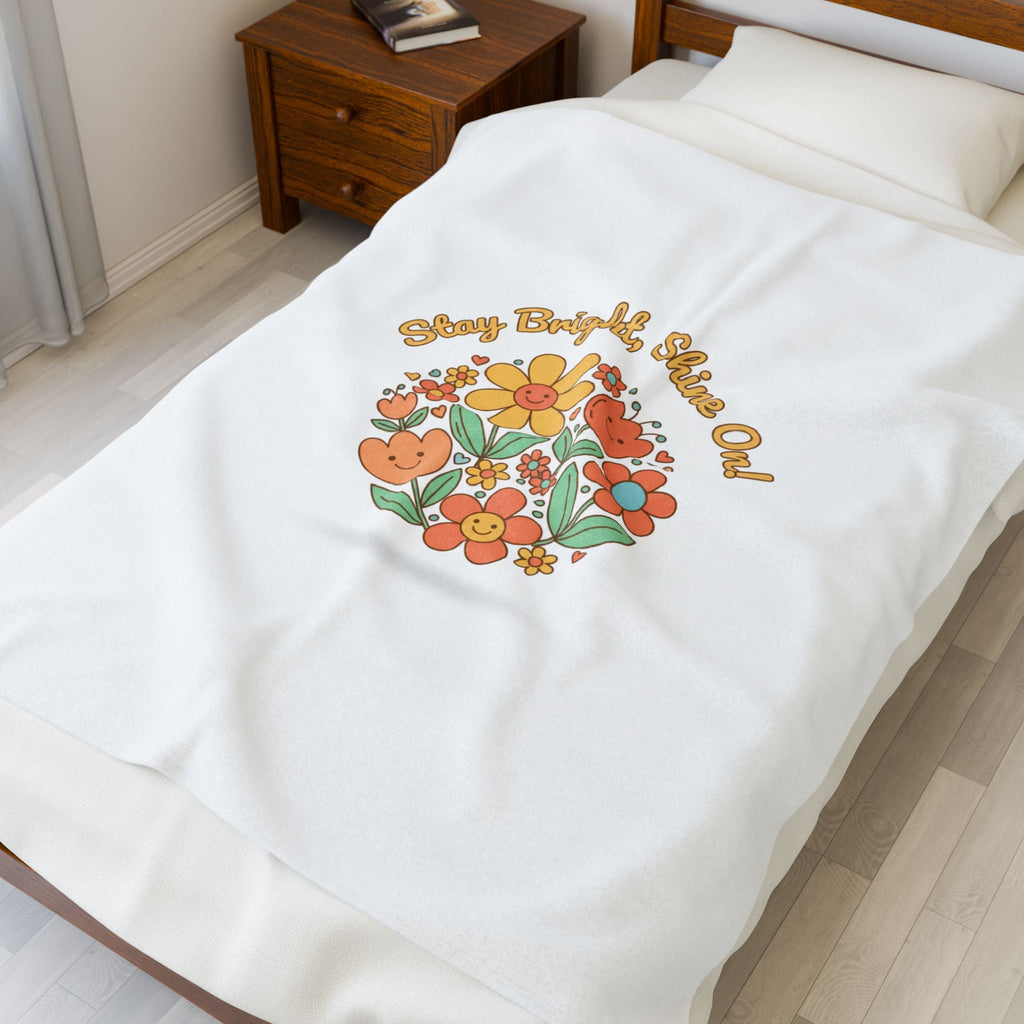 Stay Bright Shine On Velveteen Plush Blanket | Hopecore, Radical Optimism