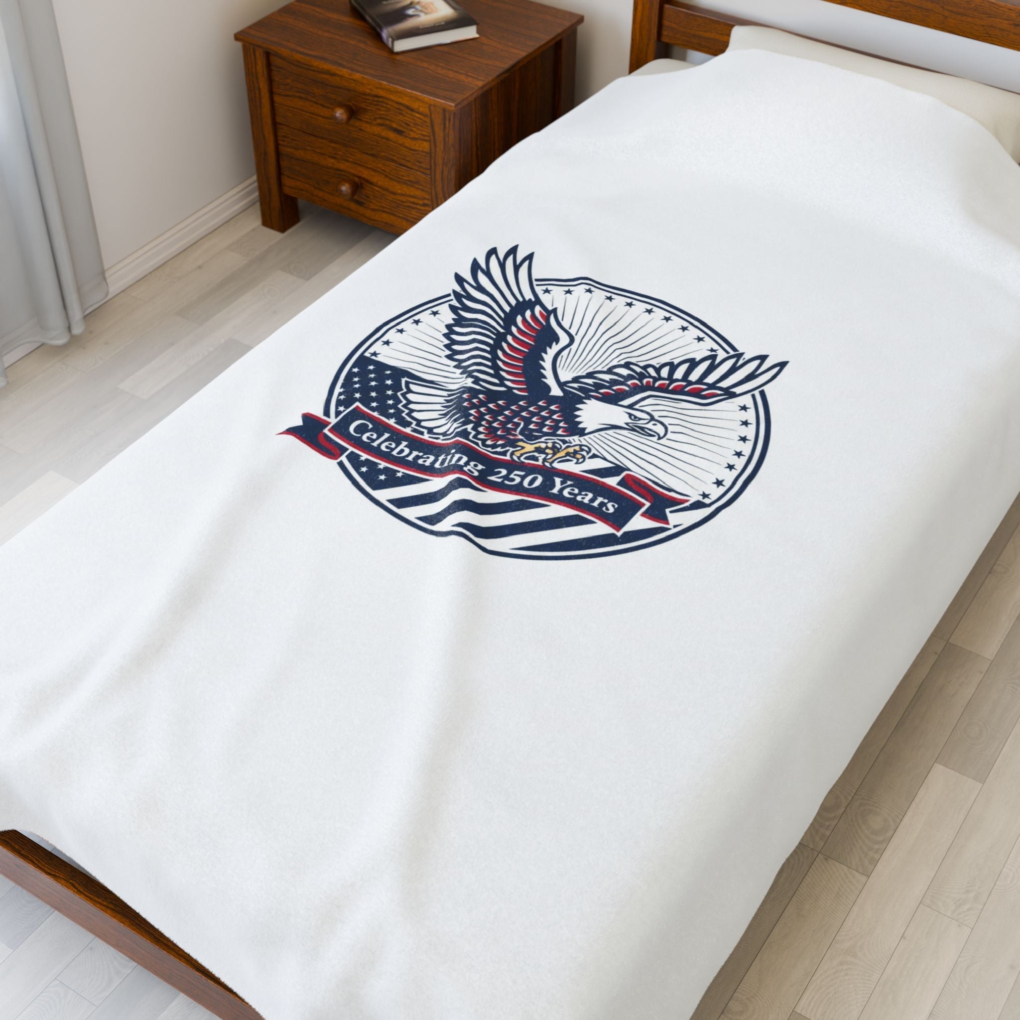 Semiquincentennial Eagle Emblem Velveteen Plush Blanket | 1776–2026 Patriotic Memorial