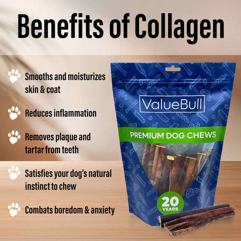 ValueBull Collagen Sticks for Dogs, Varied Shape & Size Chews, Natural Long-Lasting Dog Treats, 2 Pound