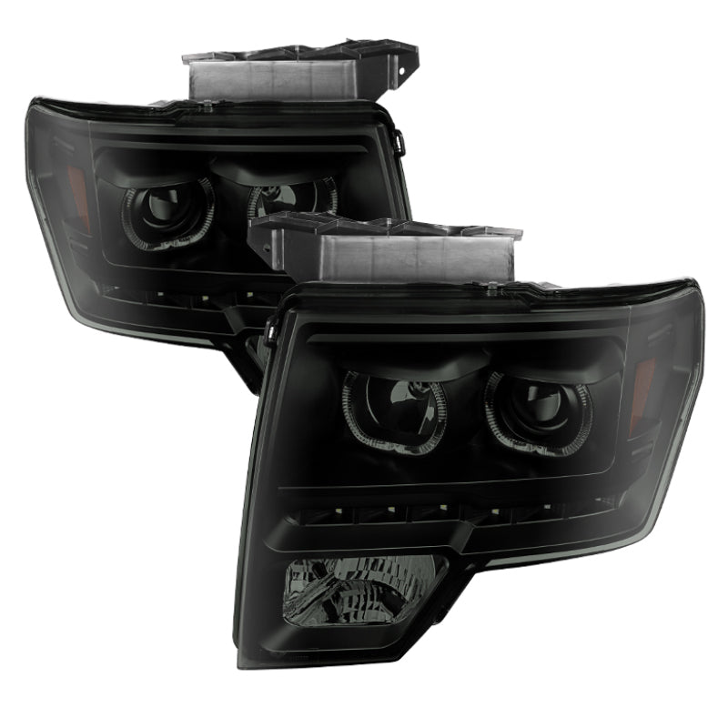 SPYDER Xtune Ford F150 09-14 Projector Headlights Halogen Model LED Halo Black Smoke PRO-JH-FF15009-CFB-BSM 9032233