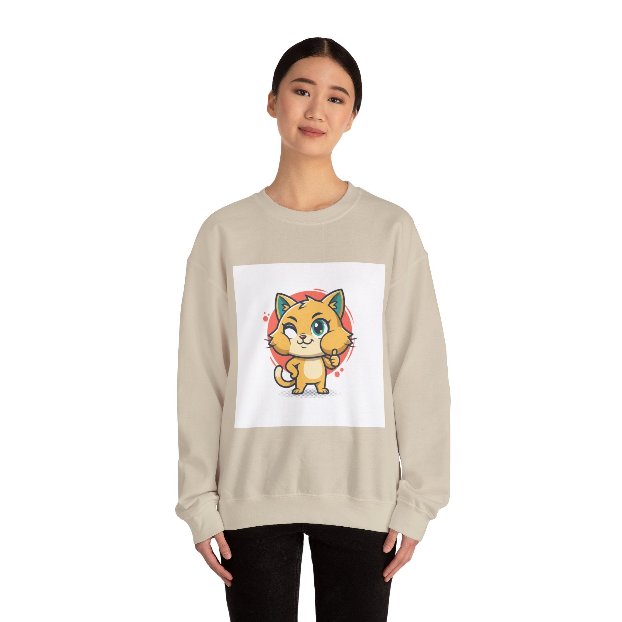 Cute Cheeky Kitty Illustration Sweatshirt | Rodent-Core Cute-Meets-Subversive