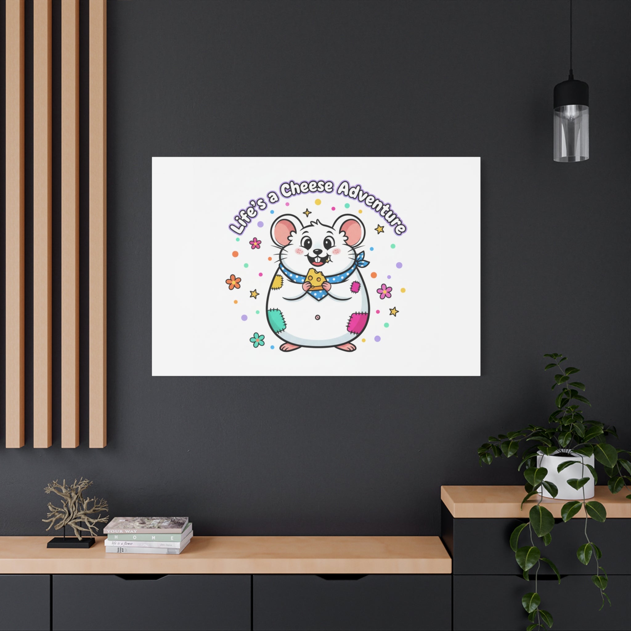 Life's a Cheese Adventure Canvas | Rodent-Core rat art print