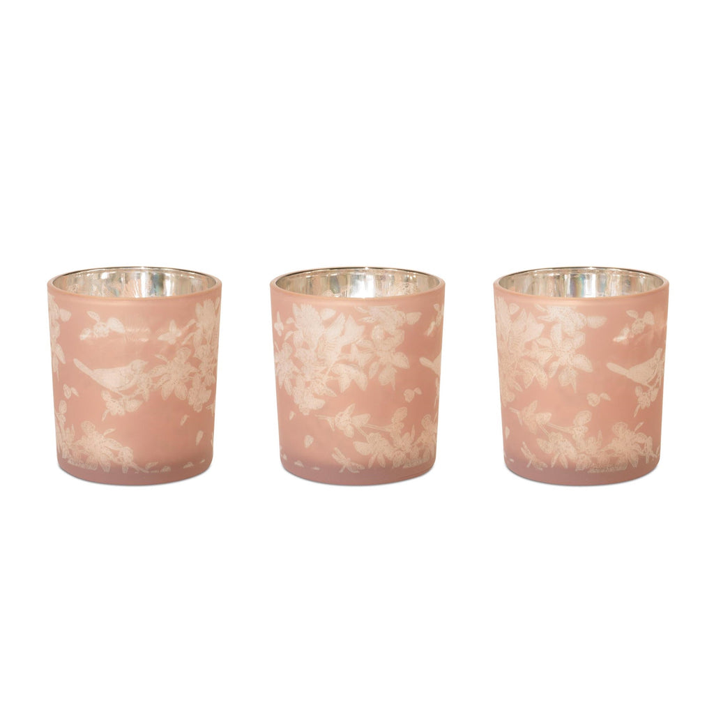 Bird and Floral Print Votive Holder (Set of 3)
