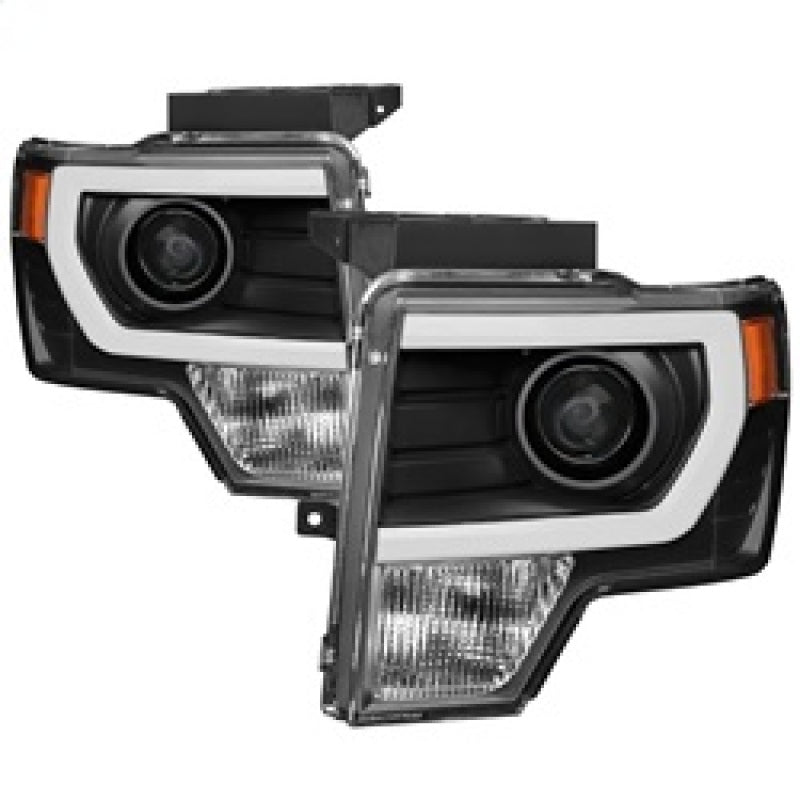 SPYDER xTune Ford F150 Projector Headlights - Light Bar DRL - Black PRO-JH-FF15009-LBDRL-BK 9037252