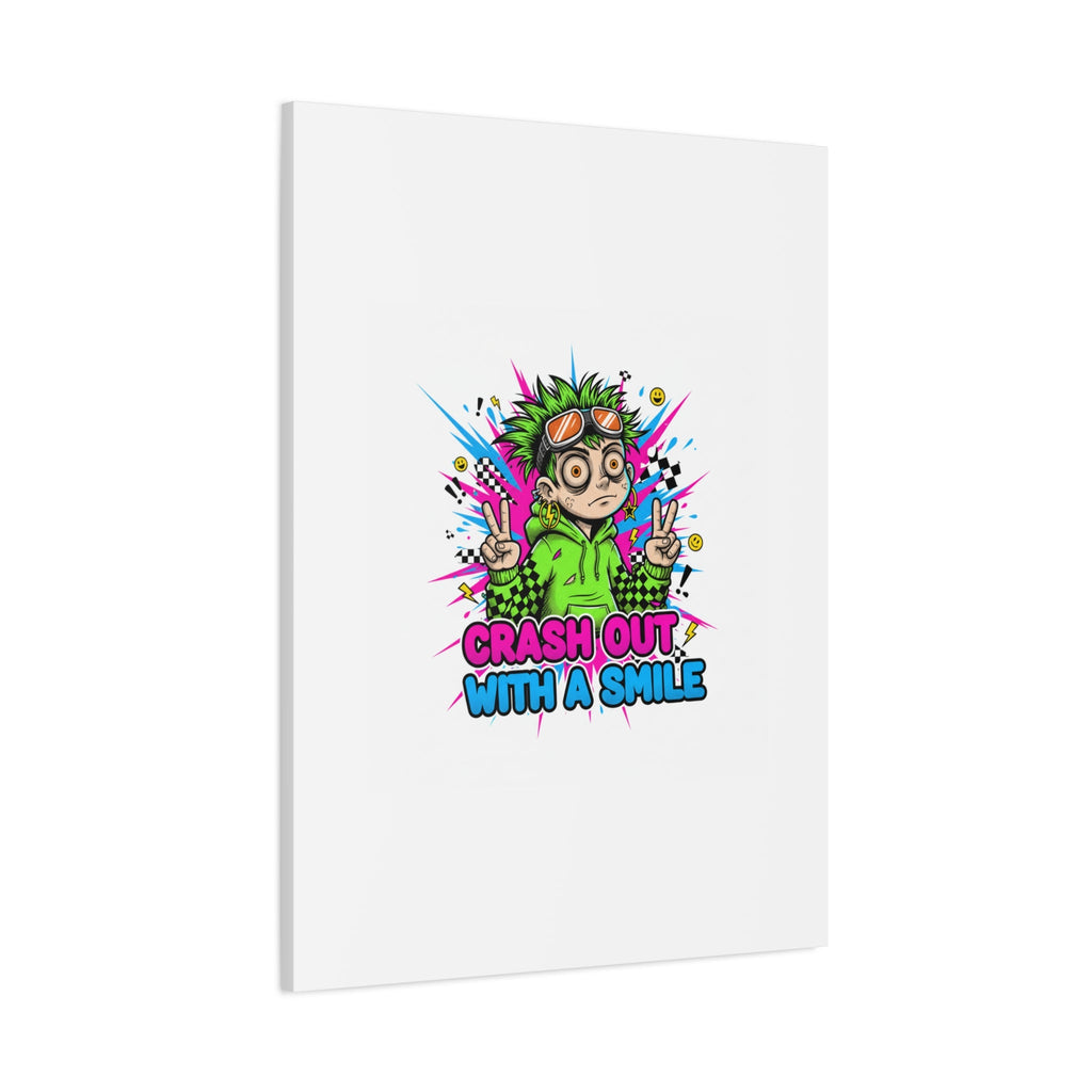 Crash Out With a Smile Canvas Print | Neon Skate Graffiti, Meme Meltdown Art