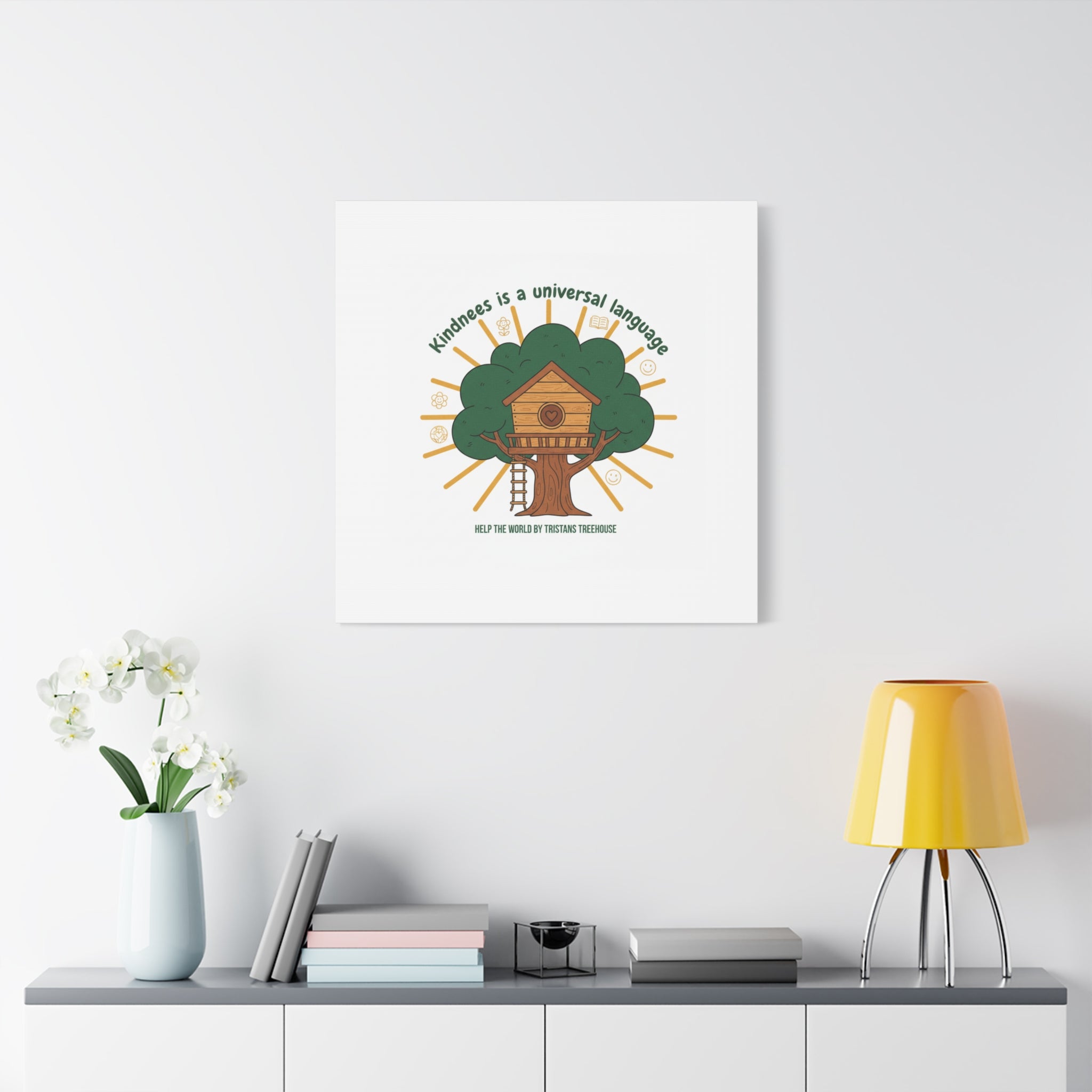 Kindness Is a Universal Language Canvas | Eco Humor, Treehouse Art