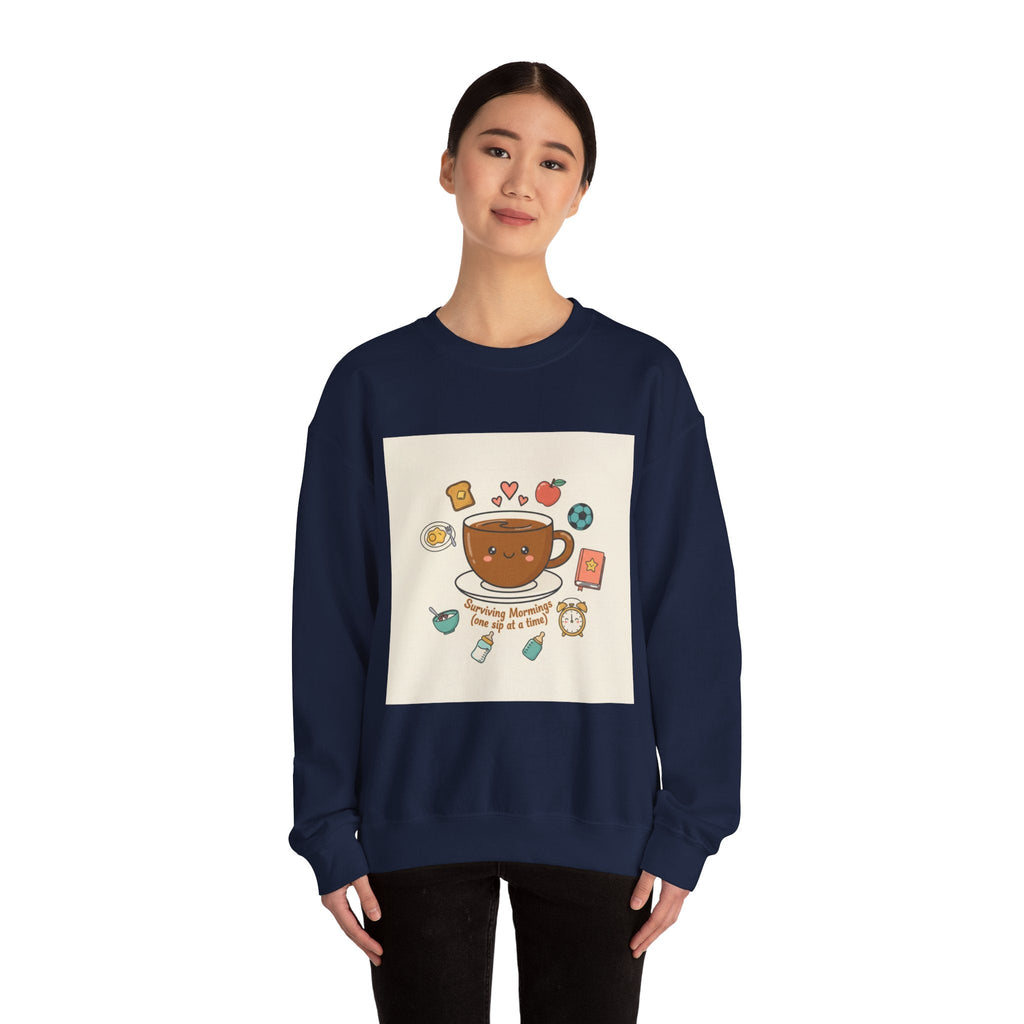 Morning Chaos Coffee Mom Sweatshirt | parenting morning humor, tired parent shirt