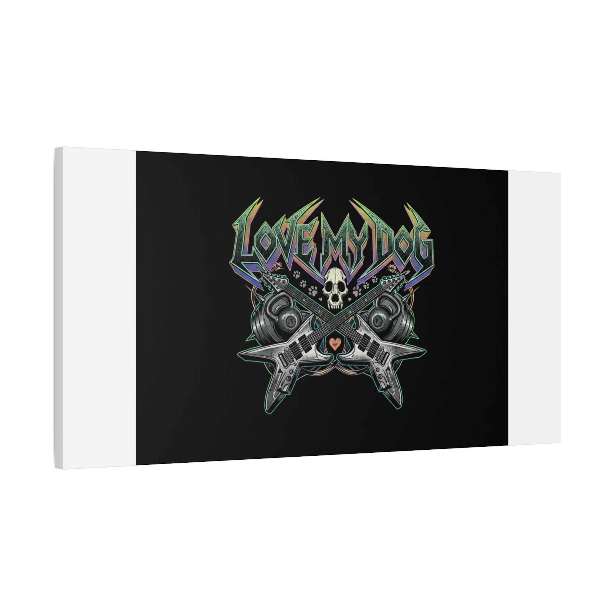 Love My Dog metal font Canvas | gothic wellness quote, edgy self-care merch
