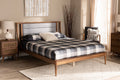 Baxton Studio Regis Modern and Contemporary Transitional Light Grey Fabric Upholstered and Walnut Brown Finished Wood King Size Platform Bed