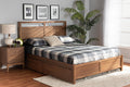 Baxton Studio Saffron Modern and Contemporary Walnut Brown Finished Wood Queen Size 4-Drawer Platform Storage Bed
