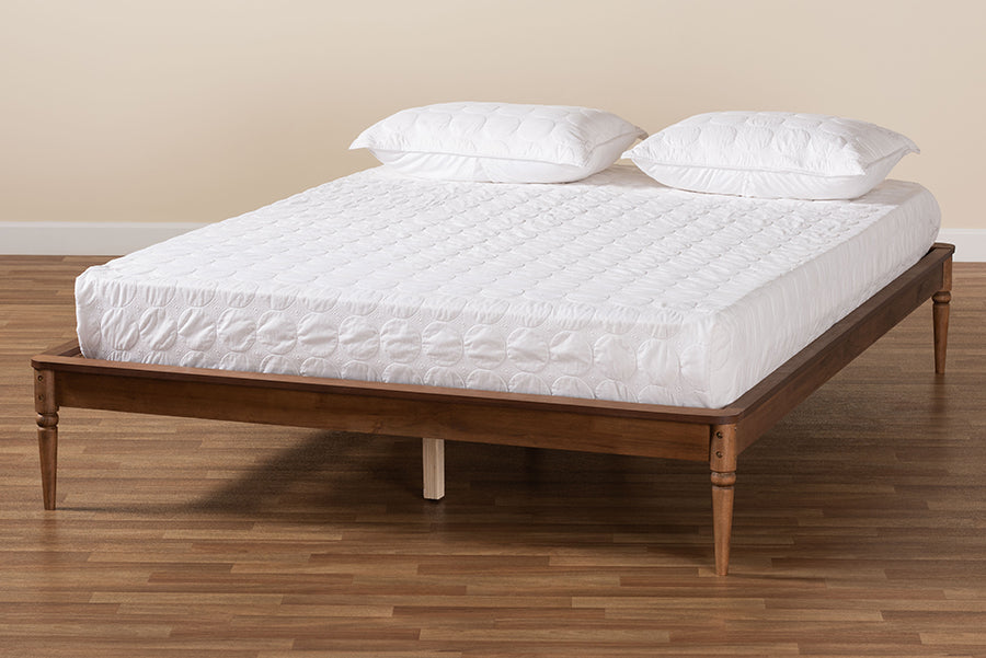 Baxton Studio Tallis Classic and Traditional Walnut Brown Finished Wood Full Size Bed Frame