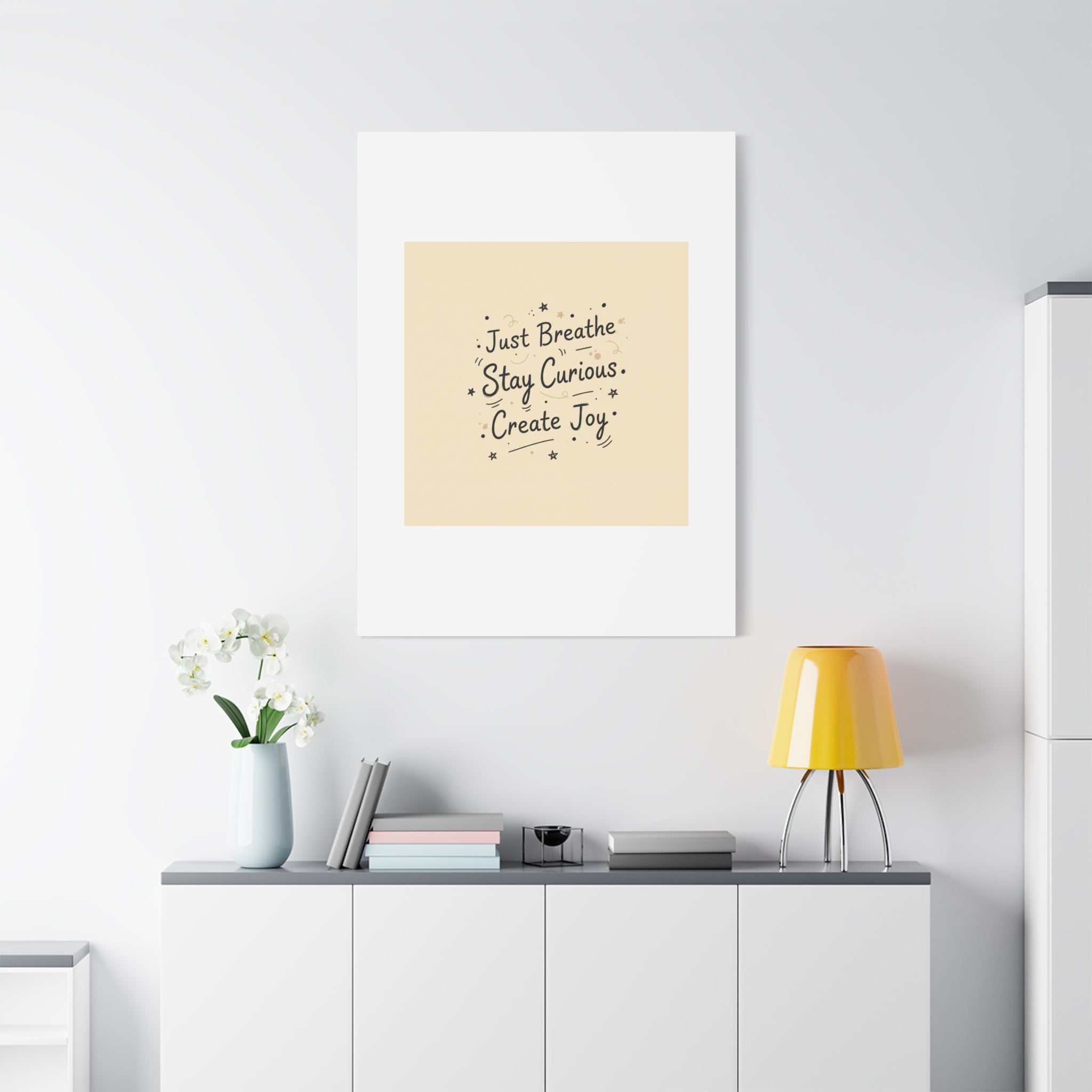 Just Breathe Stay Curious Create Joy Canvas | Messy Handwritten Typography, Doodle Text Art