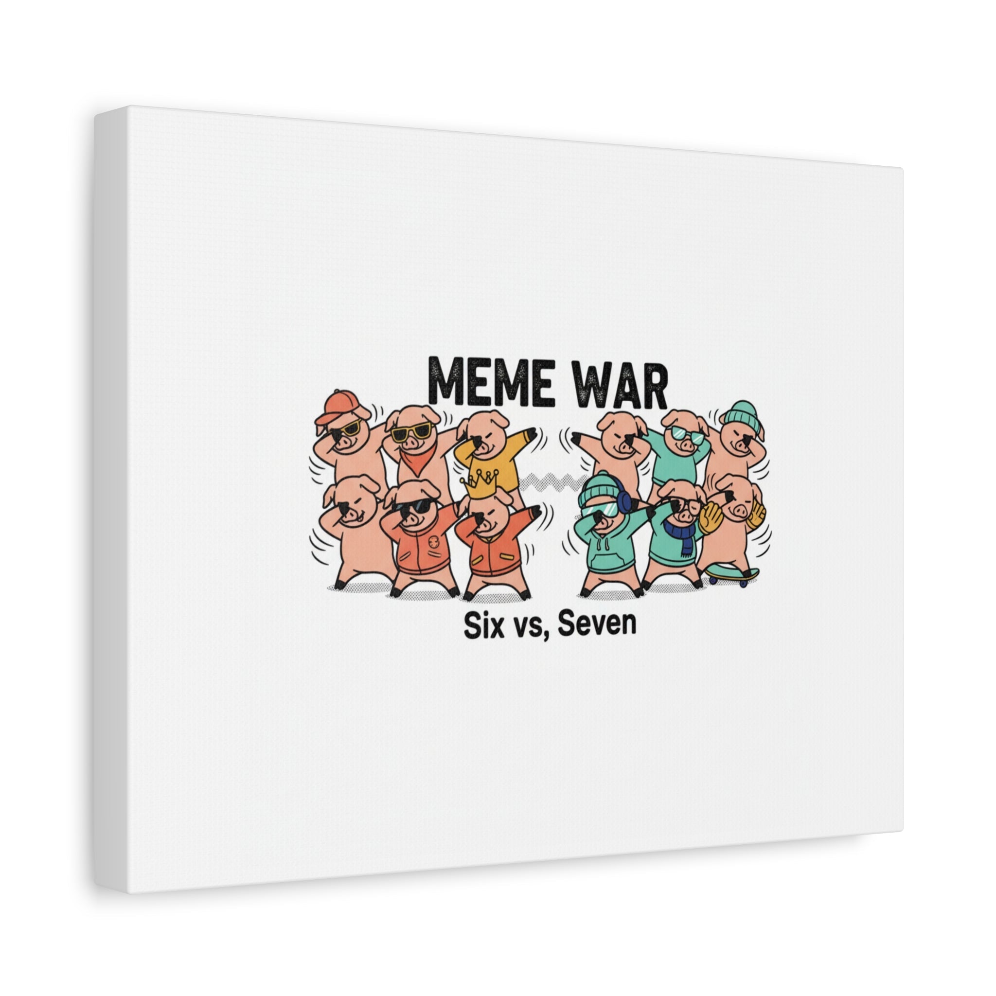 Meme War: Six vs. Seven Canvas Wall Art