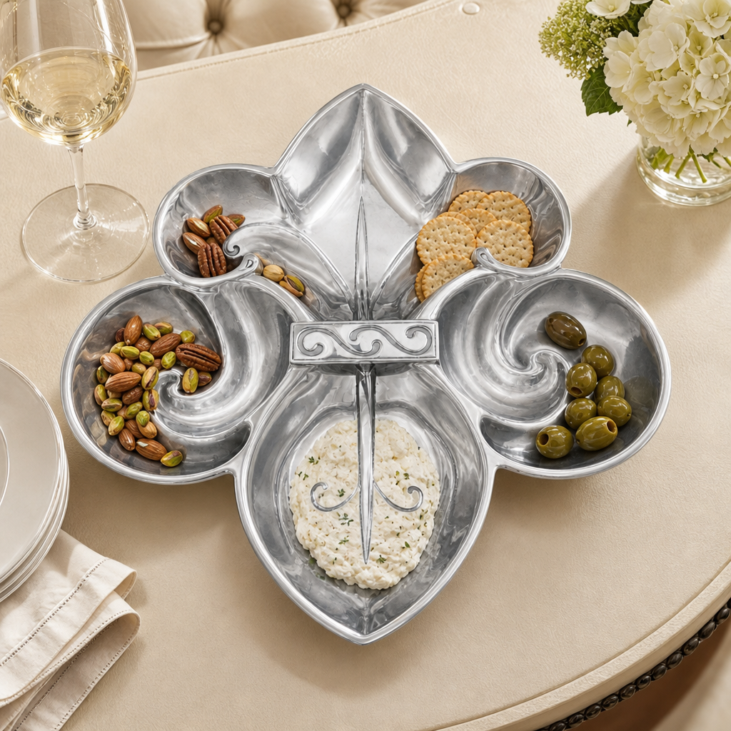 Fleur De Lis Serving Bowl 4 Compartment