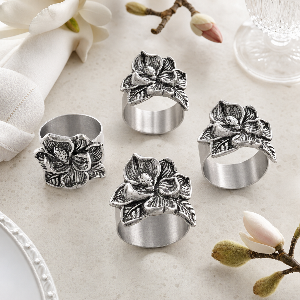 Magnolia Napkin Rings - set of 4
