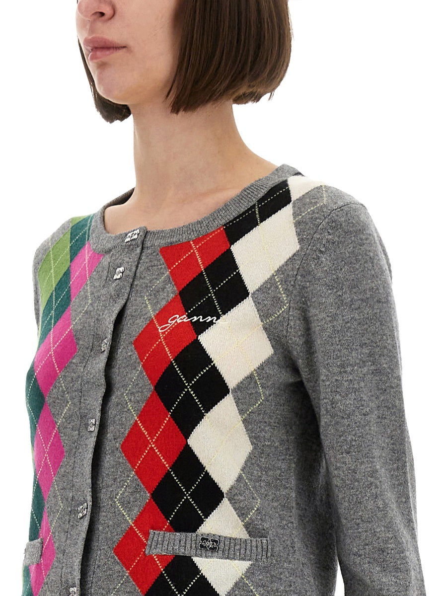 Ganni Women Jacquard Cashmere Cardigan