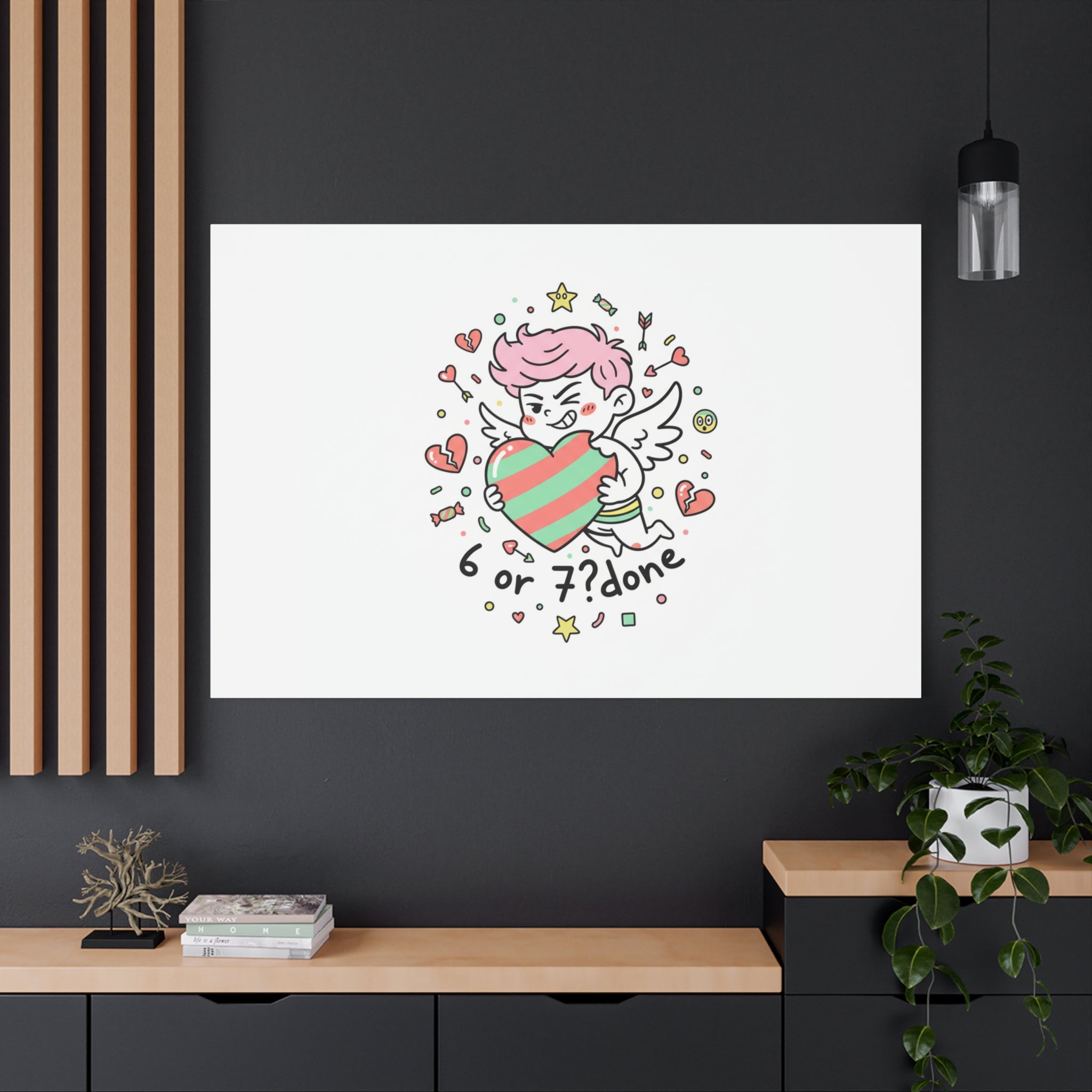 Weird Cupid heart illustration Canvas | Weird Valentine, quirky chaotic love