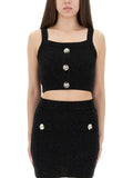 Balmain Women Tweed Crop Top