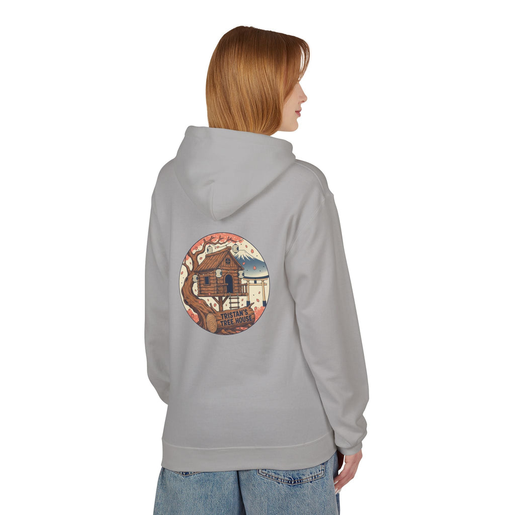 Hoodie — “Love is a Universal Language” Cozy Retro Cabin Graphic Hoodie