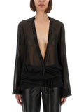 The Attico Women Embroidered Georgette Blouse