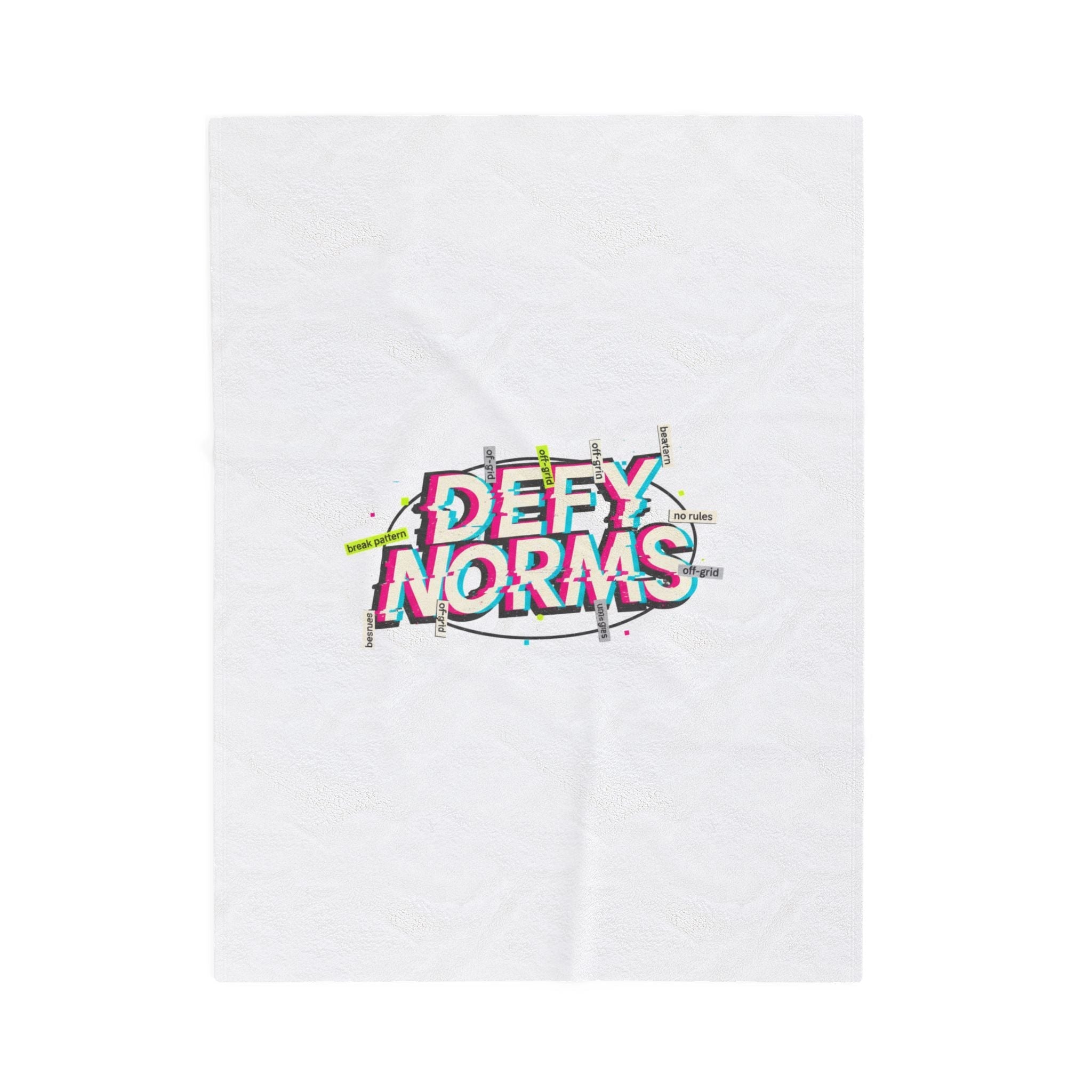 Defy Norms Velveteen Plush Blanket | anti-aesthetic, glitch font