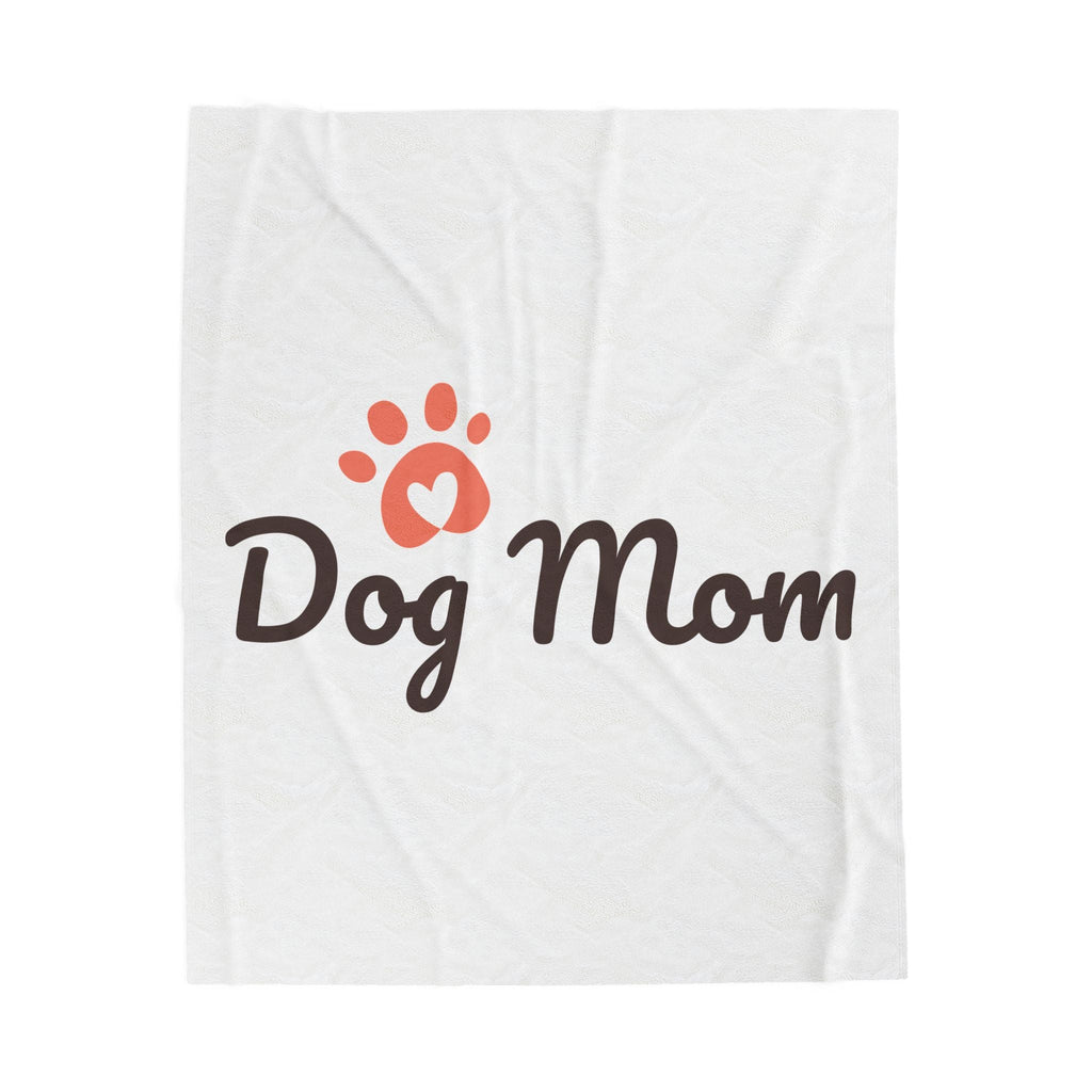 Dog Mom Velveteen Plush Blanket – Cozy Paw Print Throw for Pet Lovers, Gift for Mother's Day & Adoption Celebrations